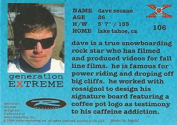 1994 Vision Generation Extreme #106 Dave Seoane Back